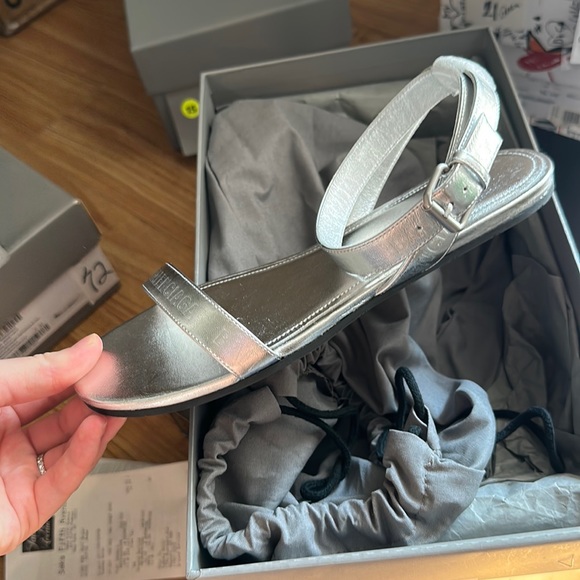 SILVER BALENCIAGA SANDALS 37.5 NWB - Picture 1 of 2